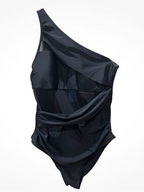 Cupshe one piece black long torso tummy control  swimsuit XL NWT